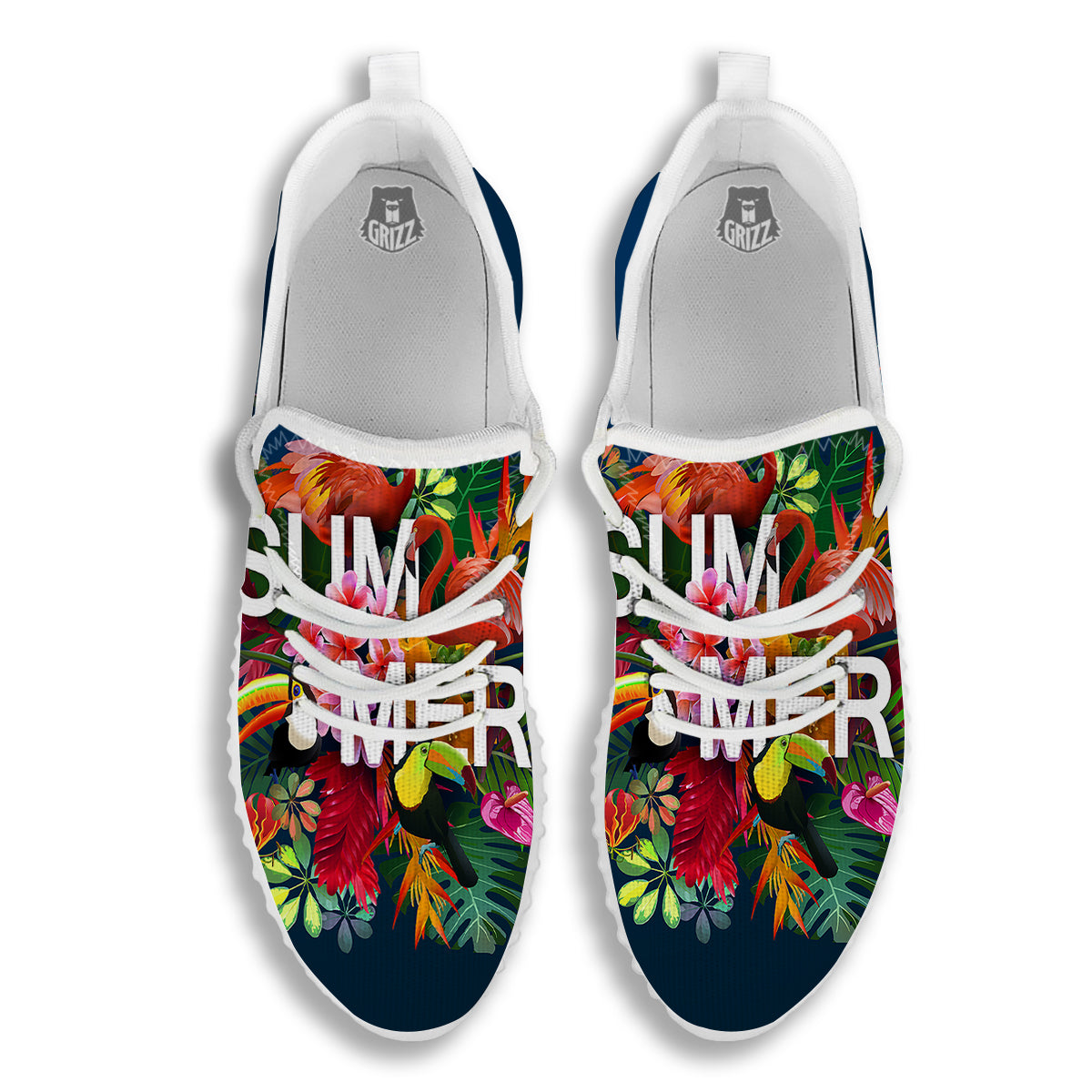 Summer Tropical Birds And Flowers For Travel Print White Walking Shoes-grizzshop