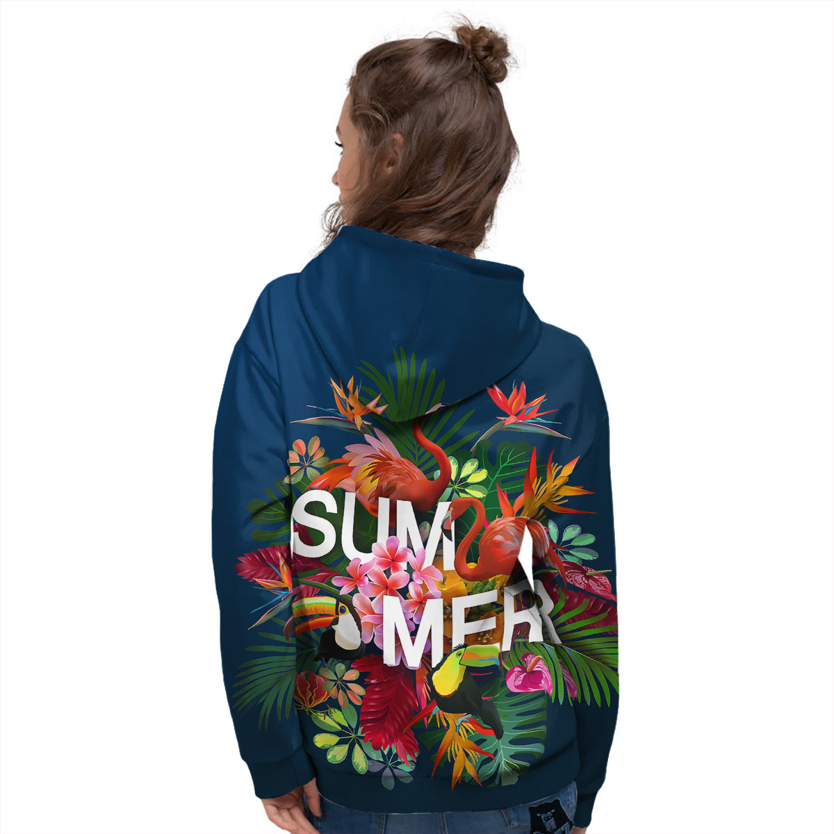 Summer Tropical Birds And Flowers For Travel Print Women's Hoodie-grizzshop