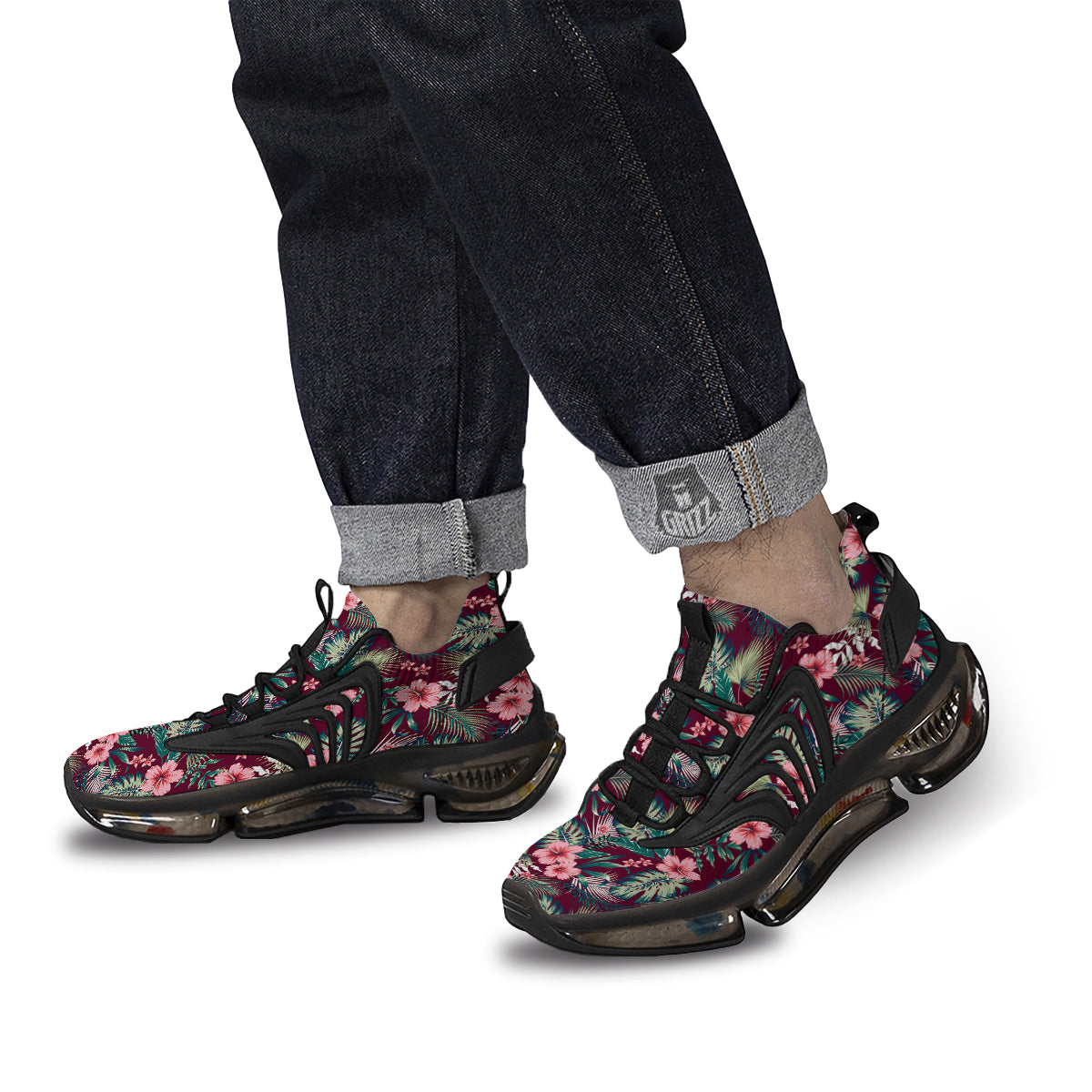 Summer Tropical Print Pattern Black Gym Shoes-grizzshop