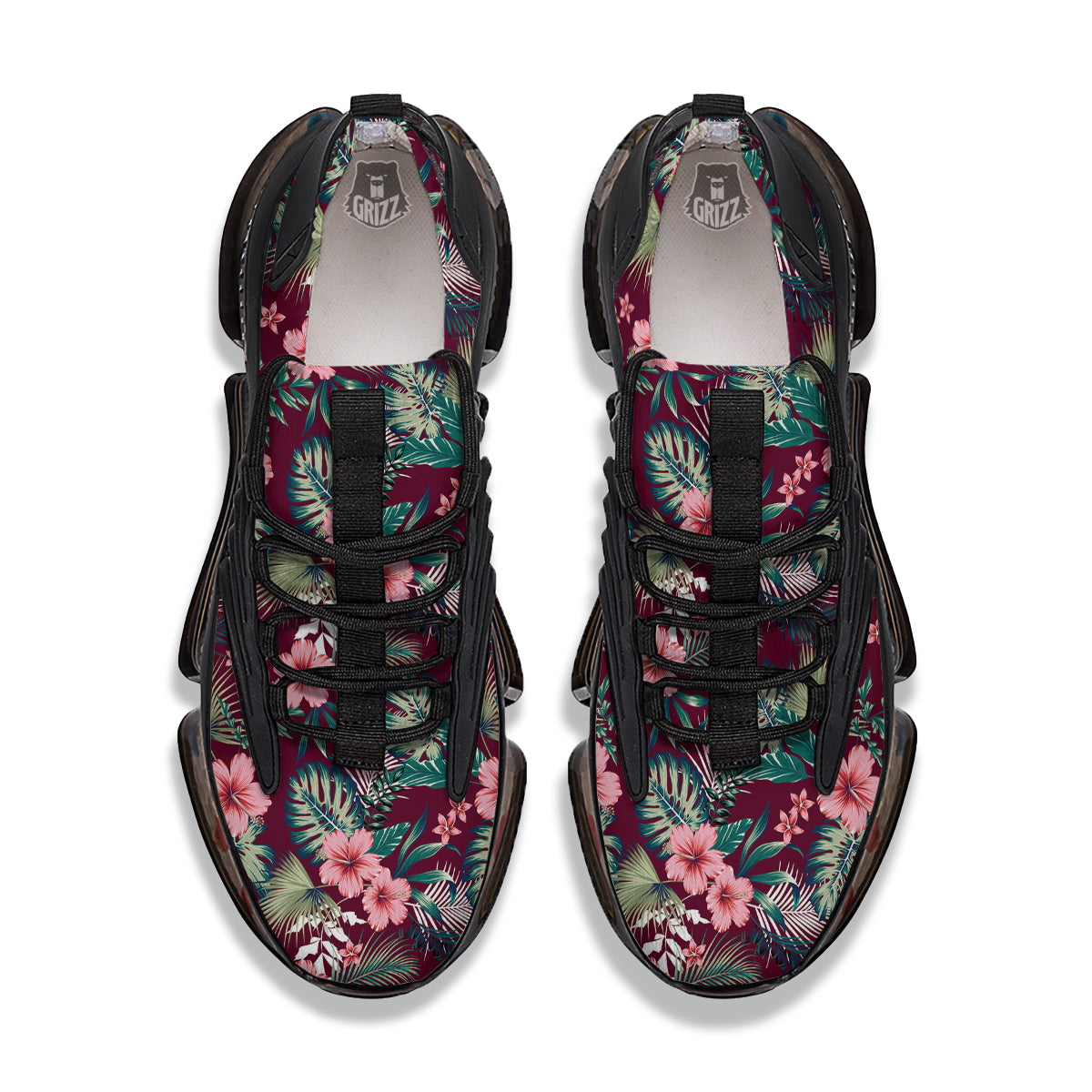 Summer Tropical Print Pattern Black Gym Shoes-grizzshop