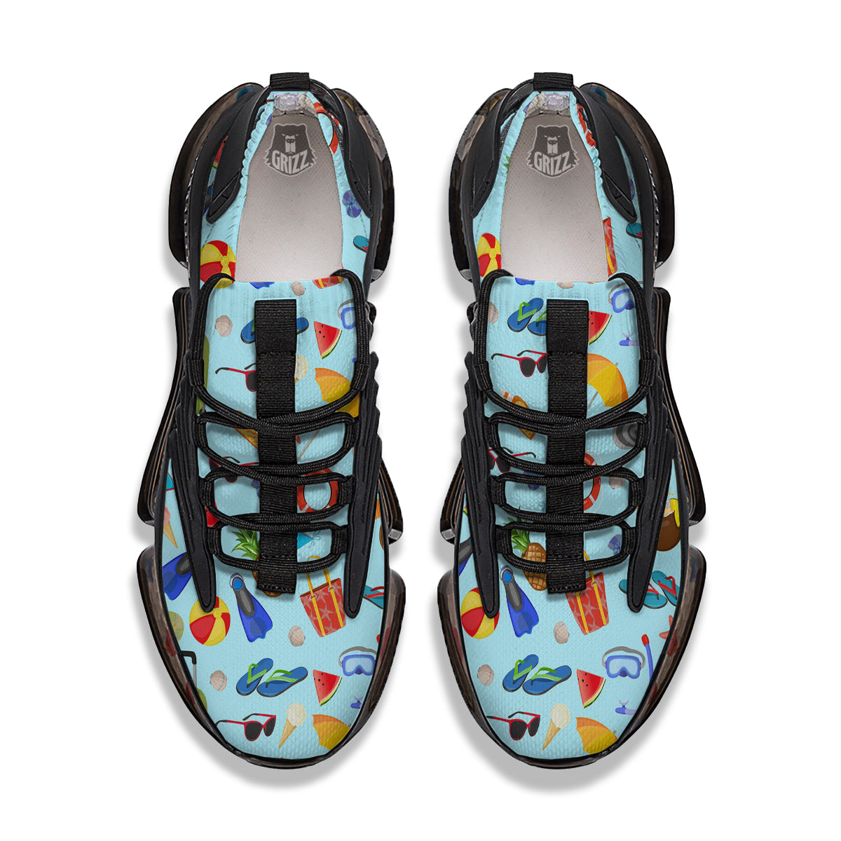 Summer Vacation Travel Print Pattern Black Gym Shoes-grizzshop