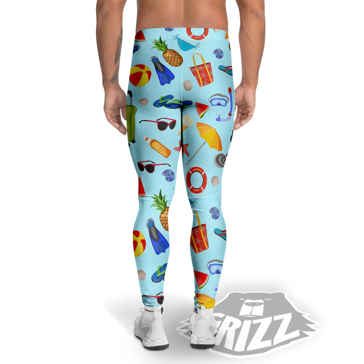 Summer Vacation Travel Print Pattern Men's Leggings-grizzshop