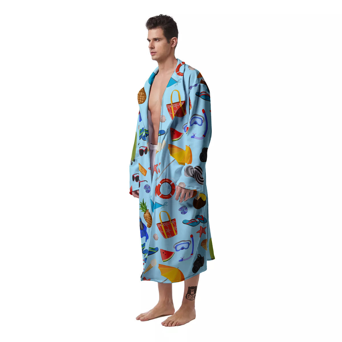 Summer Vacation Travel Print Pattern Men's Robe-grizzshop