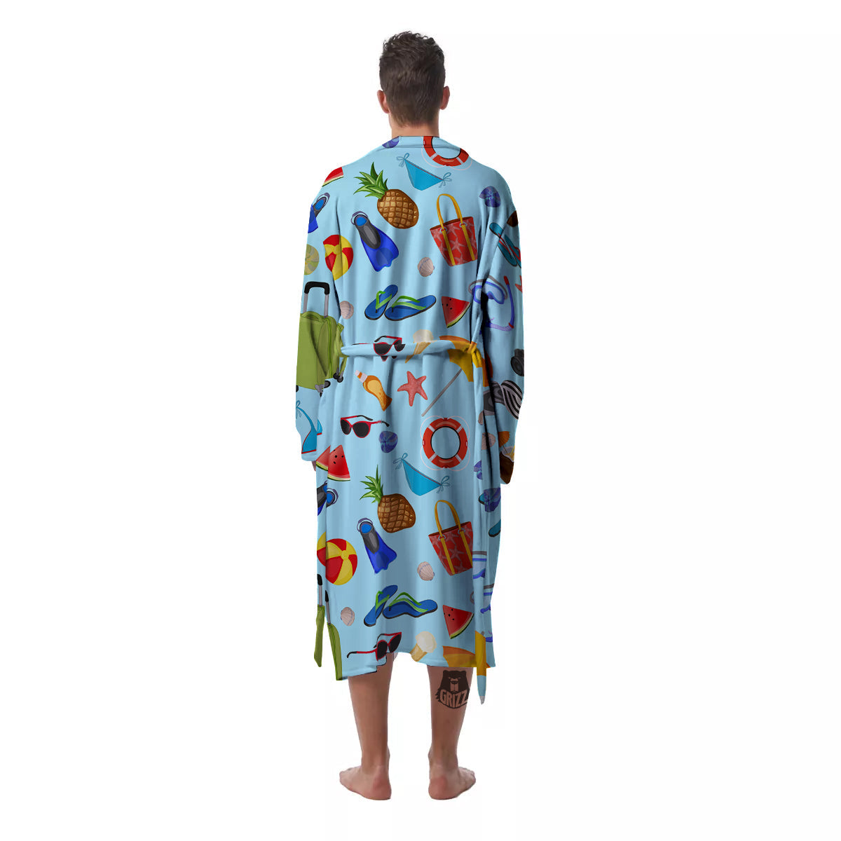 Summer Vacation Travel Print Pattern Men's Robe-grizzshop