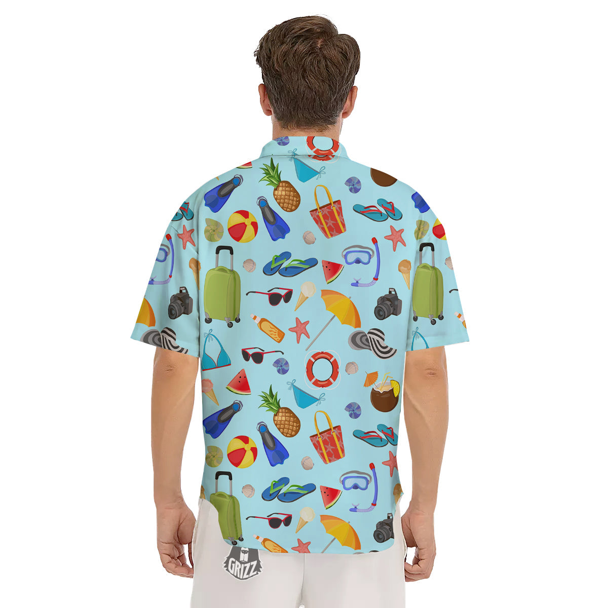 Summer Vacation Travel Print Pattern Men's Short Sleeve Shirts-grizzshop
