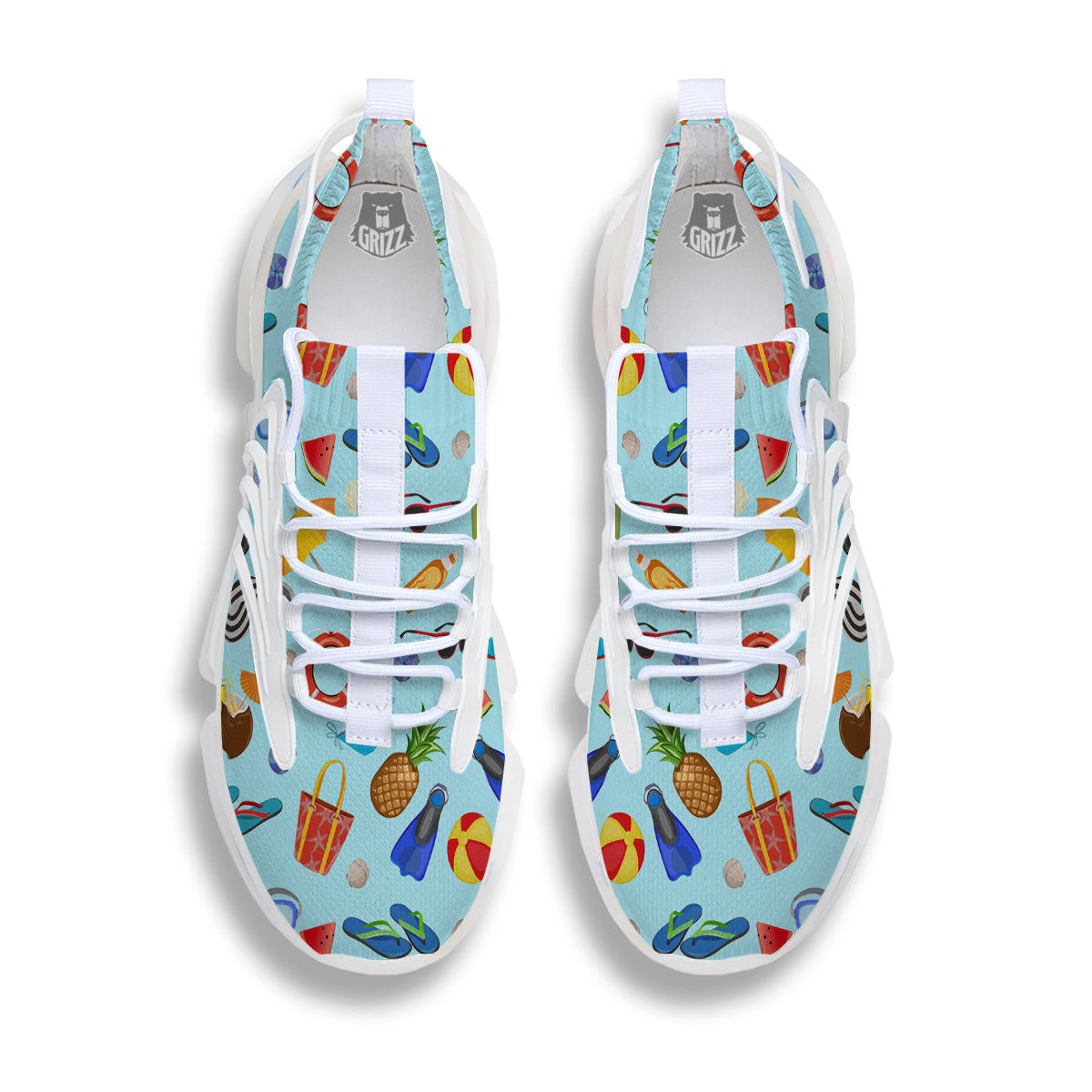 Summer Vacation Travel Print Pattern White Gym Shoes-grizzshop