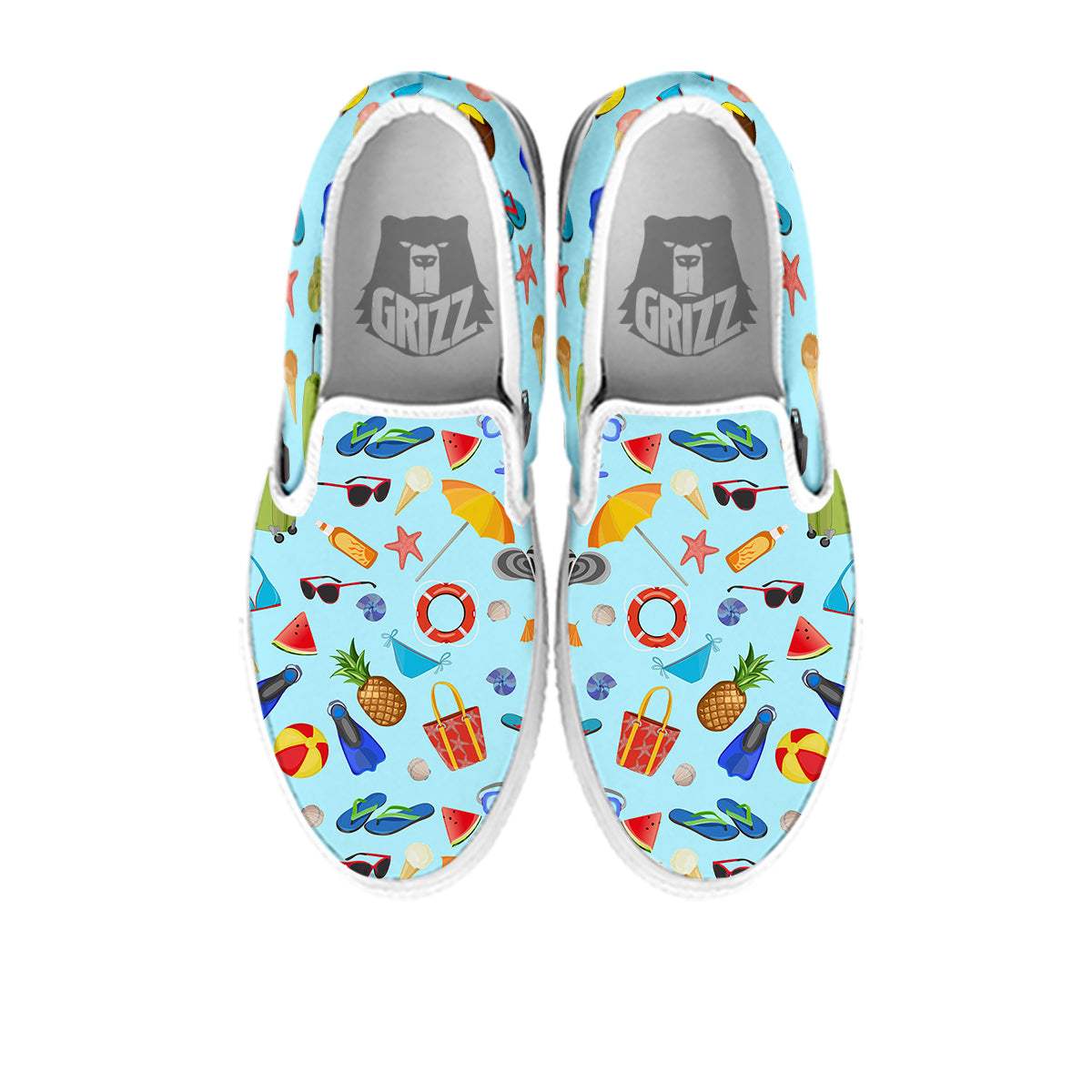Summer Vacation Travel Print Pattern White Slip On Shoes-grizzshop