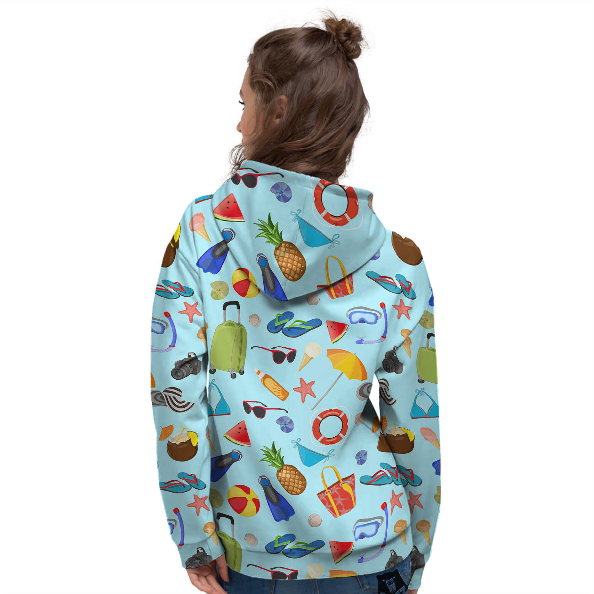 Summer Vacation Travel Print Pattern Women's Hoodie-grizzshop