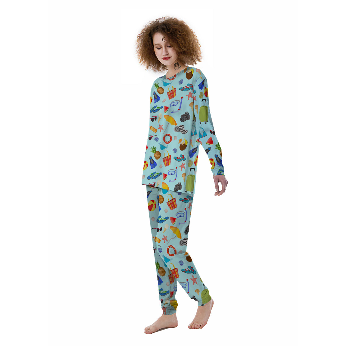 Summer Vacation Travel Print Pattern Women's Pajamas-grizzshop