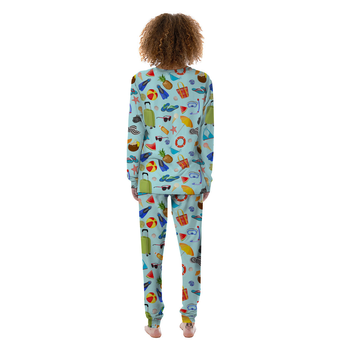 Summer Vacation Travel Print Pattern Women's Pajamas-grizzshop