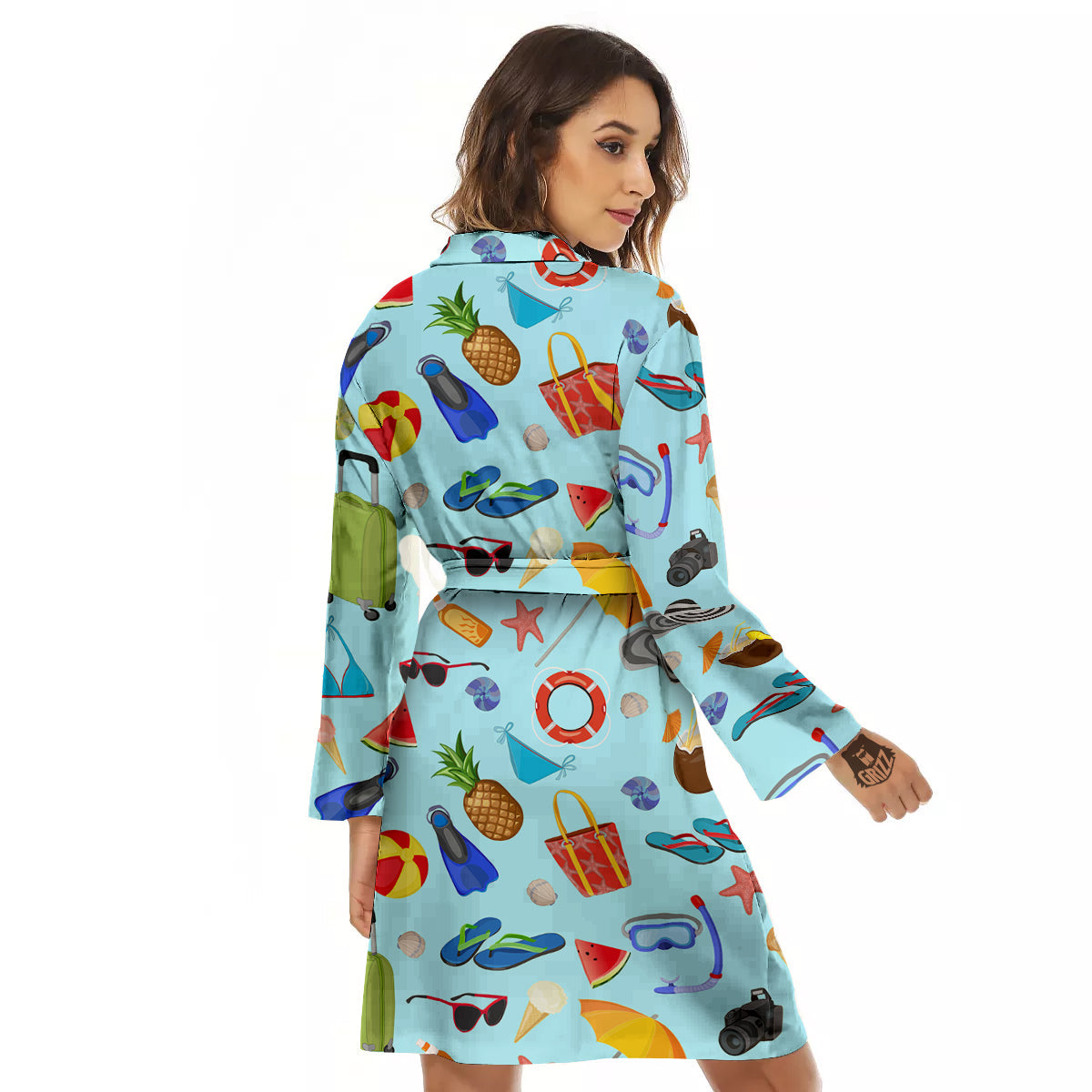Summer Vacation Travel Print Pattern Women's Robe-grizzshop