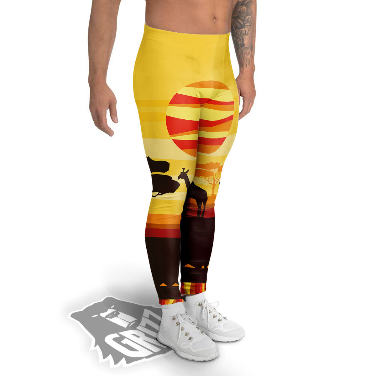 Sun African Print Men's Leggings-grizzshop