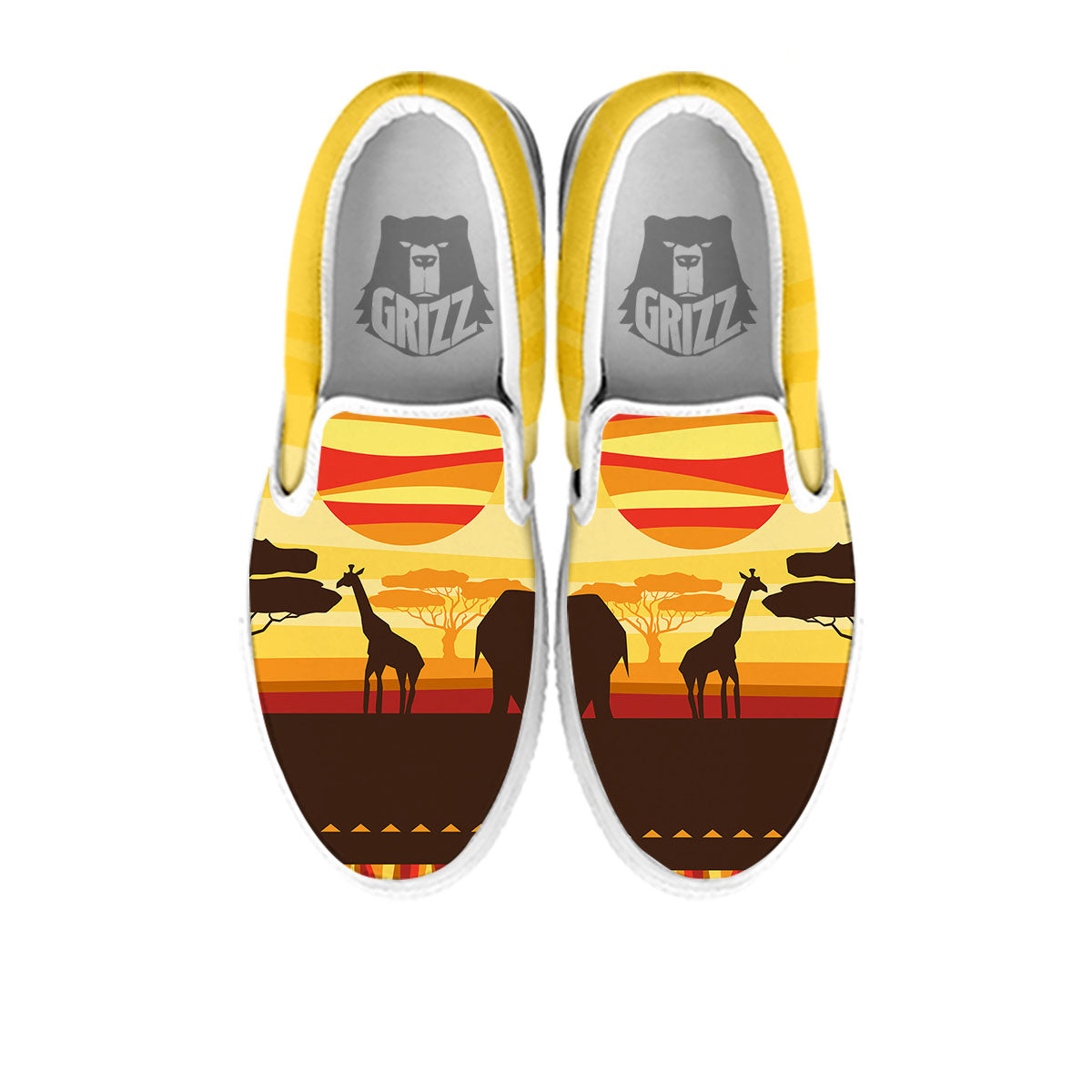 Sun African Print White Slip On Shoes-grizzshop