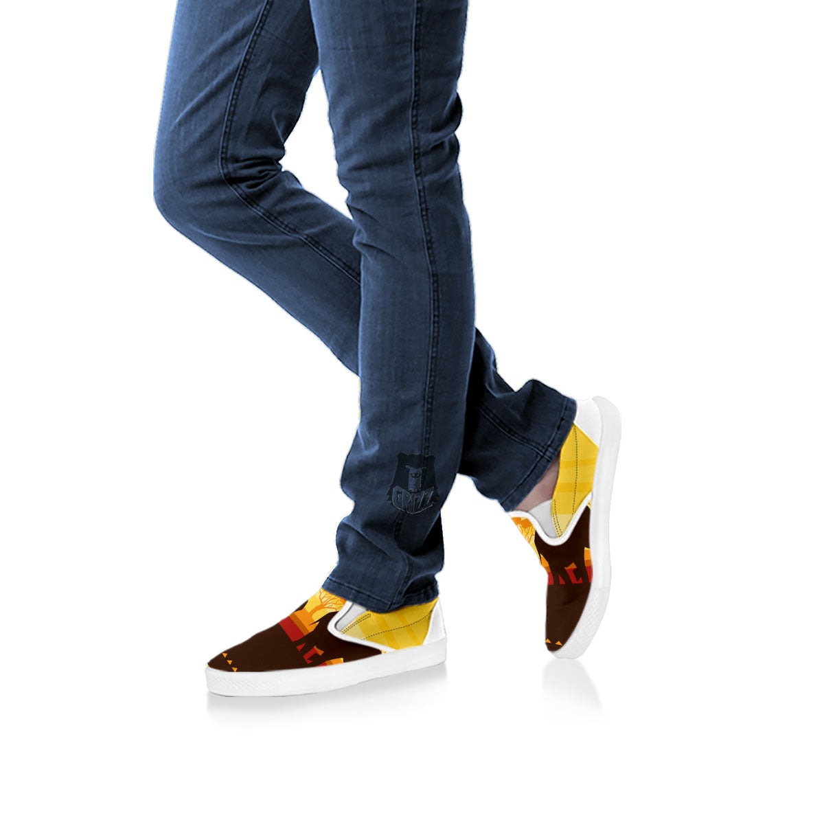 Sun African Print White Slip On Shoes-grizzshop