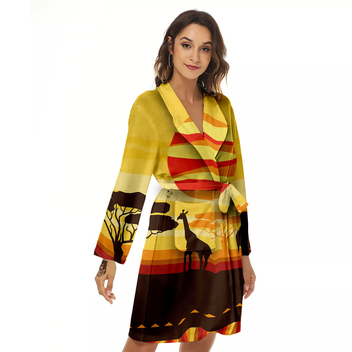 Sun African Print Women's Robe-grizzshop