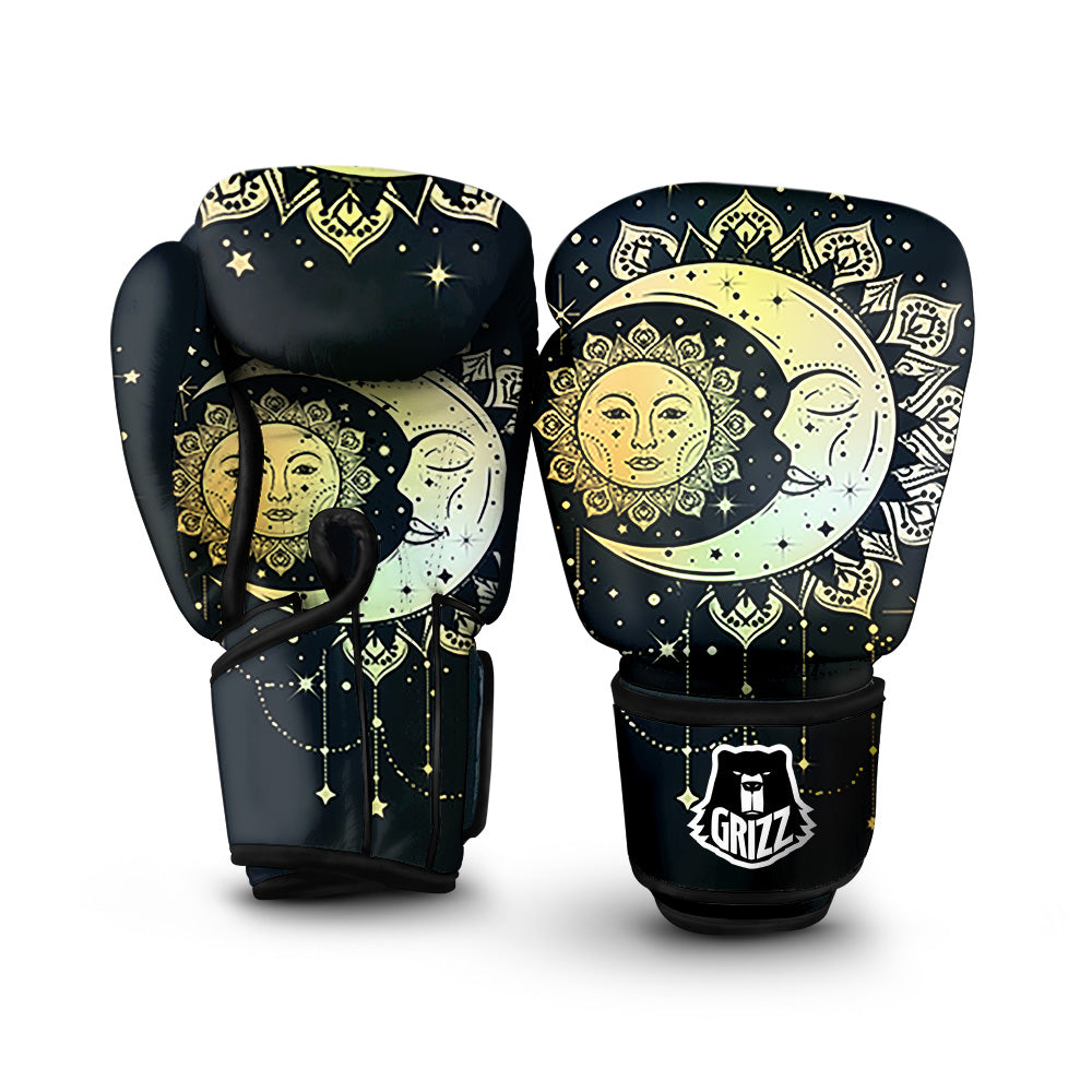 Sun And Bohemian Moon Print Boxing Gloves-grizzshop