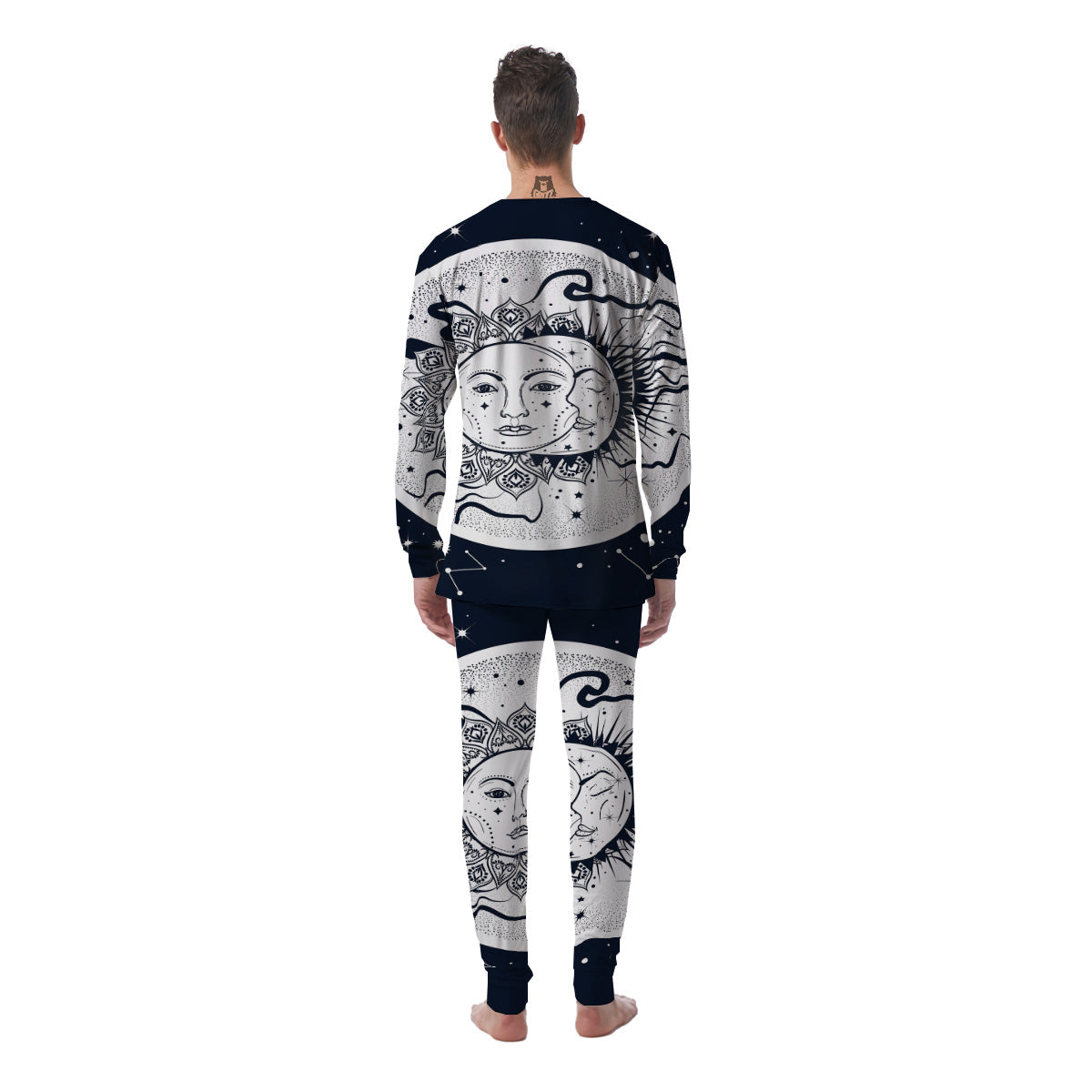 Sun And Moon Bohemian Celestial Print Men's Pajamas-grizzshop