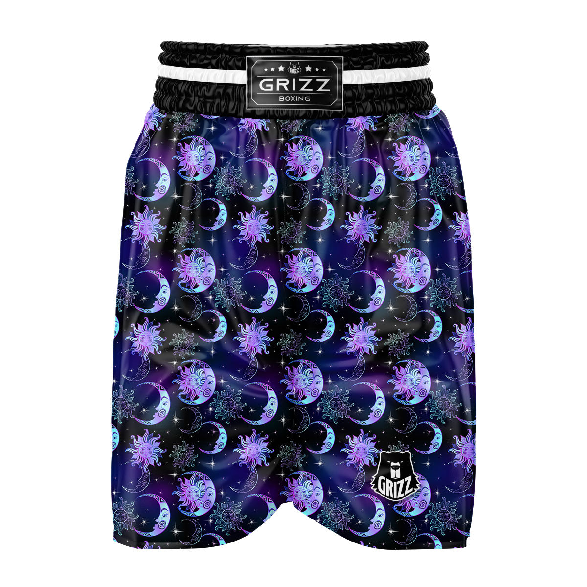 Sun And Moon Galaxy Celestial Print Boxing Shorts-grizzshop