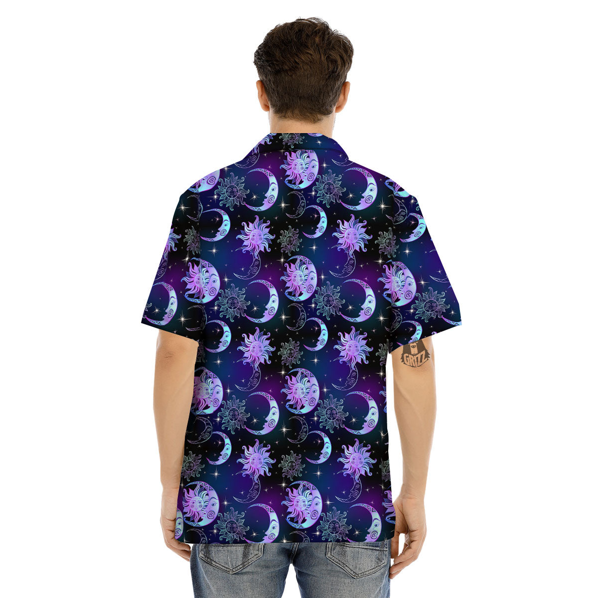 Sun And Moon Galaxy Celestial Print Men's Hawaiian Shirt-grizzshop