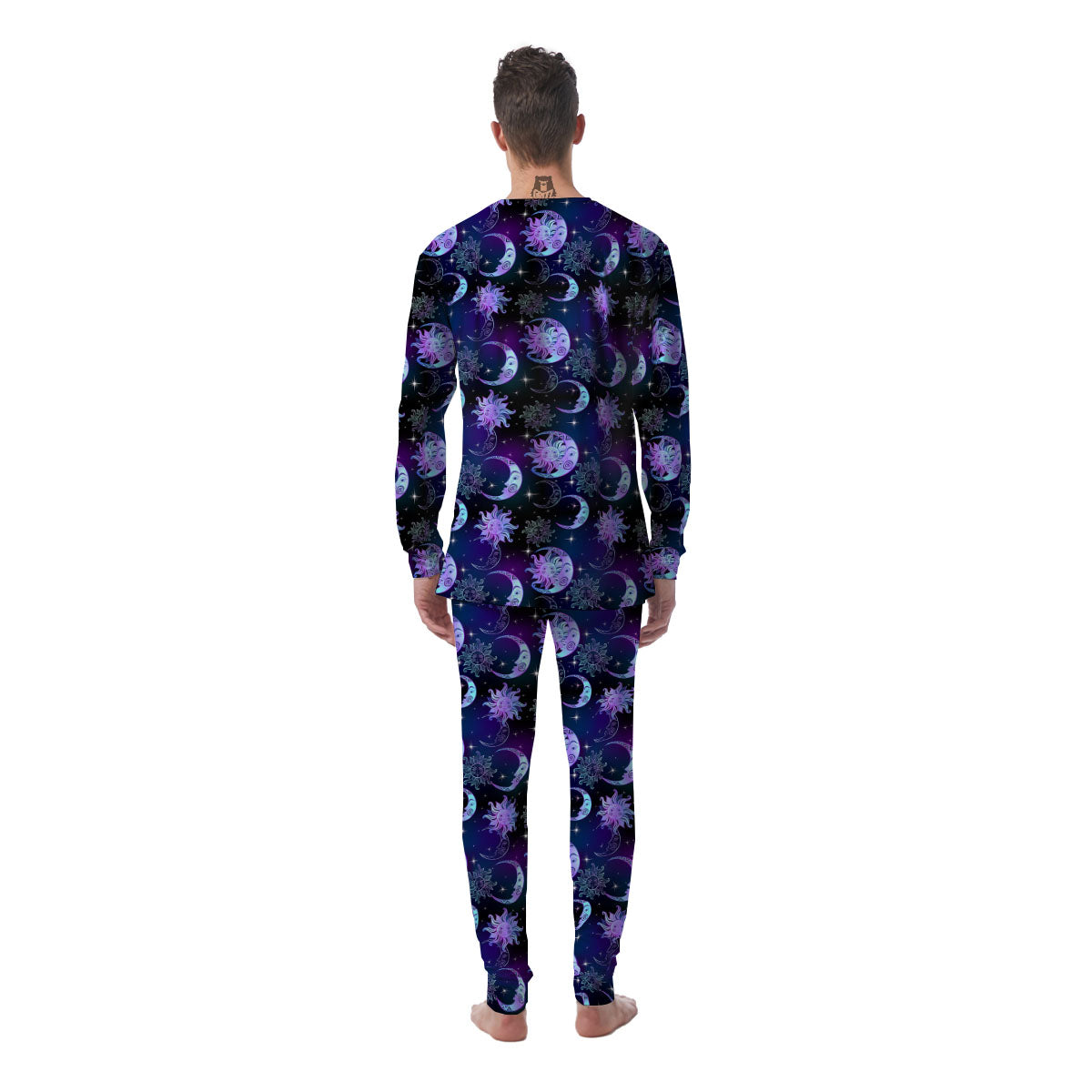 Sun And Moon Galaxy Celestial Print Men's Pajamas-grizzshop