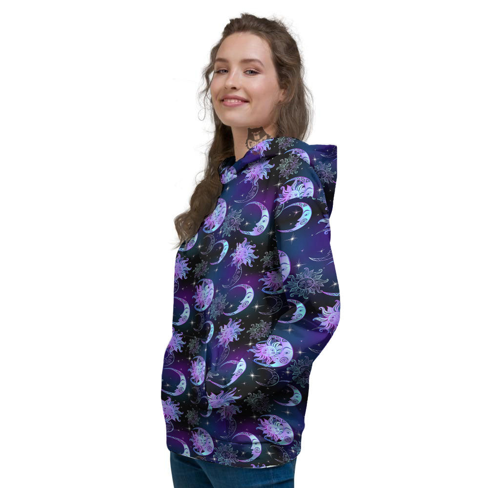 Sun And Moon Galaxy Celestial Print Women's Hoodie-grizzshop
