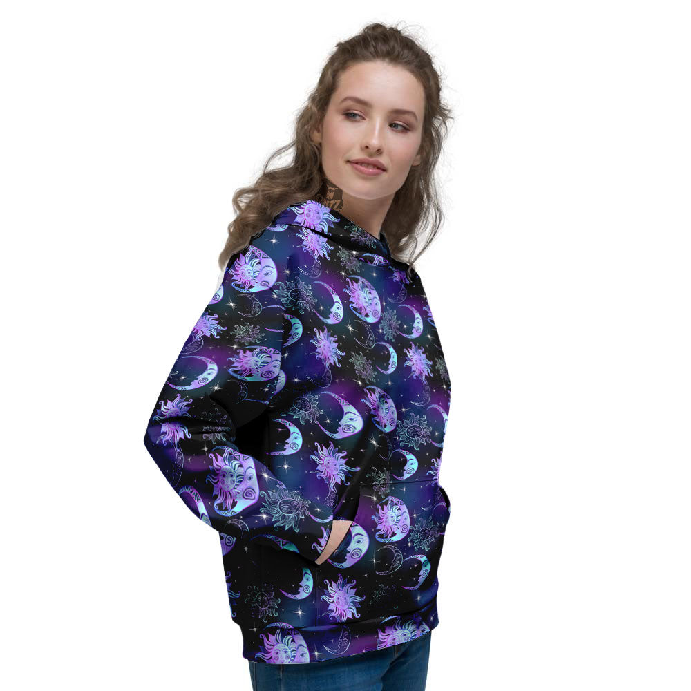 Sun And Moon Galaxy Celestial Print Women's Hoodie-grizzshop