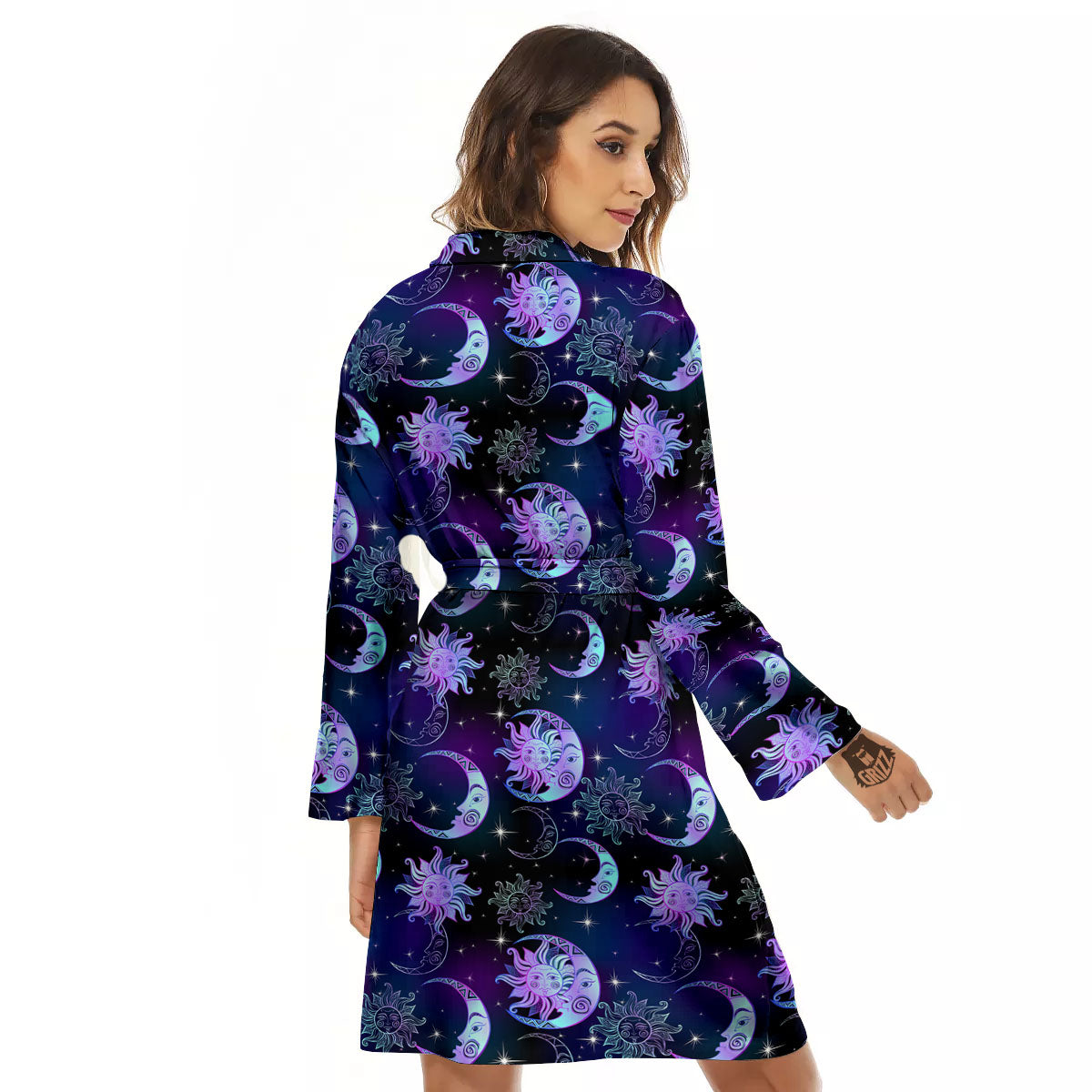 Sun And Moon Galaxy Celestial Print Women's Robe-grizzshop