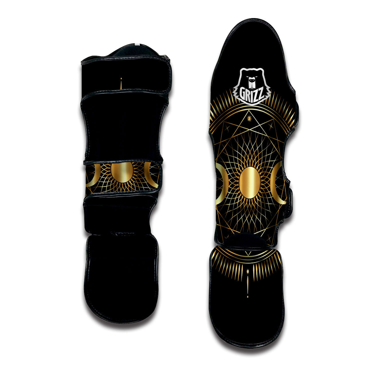 Sun And Moon Geometric Celestial Print Muay Thai Shin Guards-grizzshop
