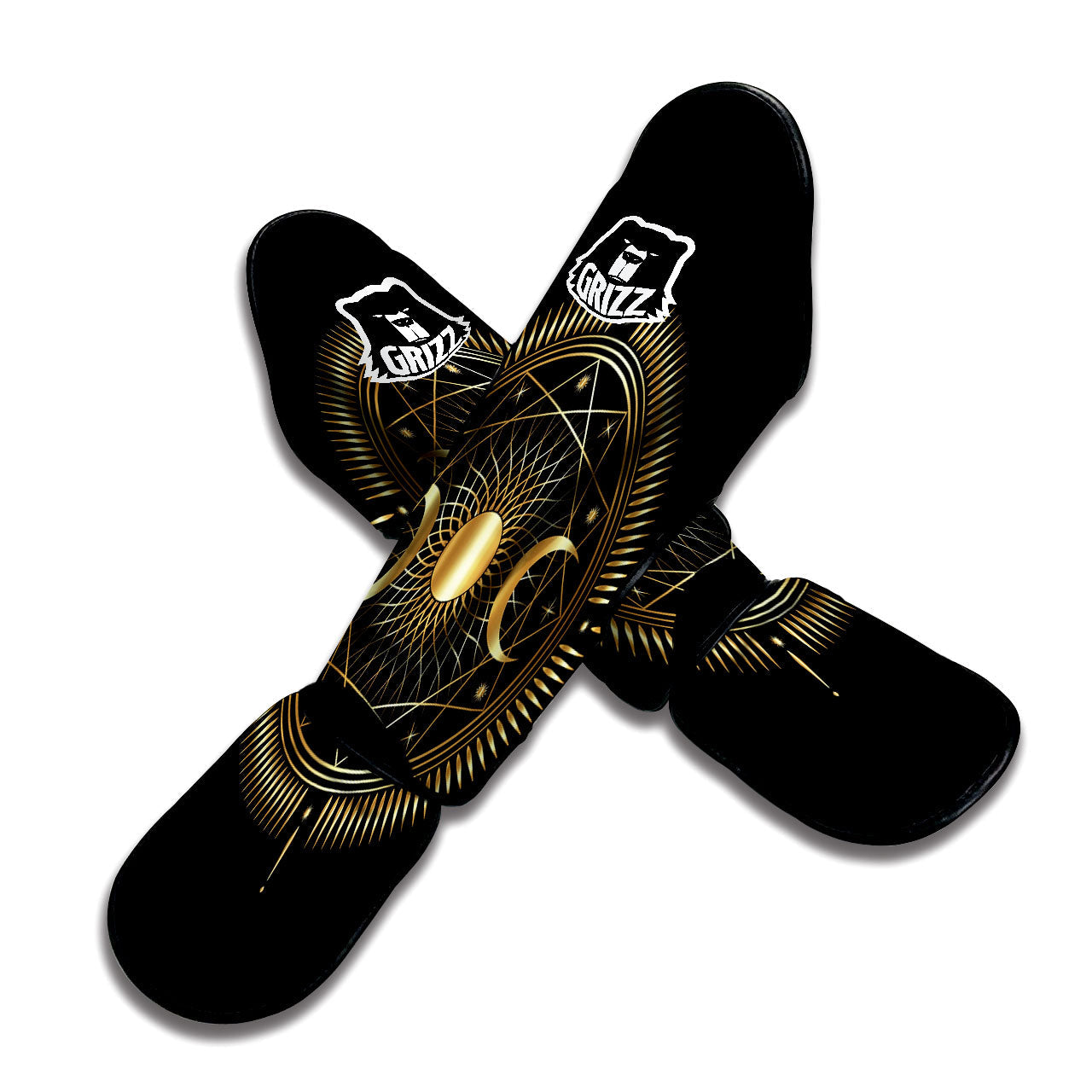 Sun And Moon Geometric Celestial Print Muay Thai Shin Guards-grizzshop
