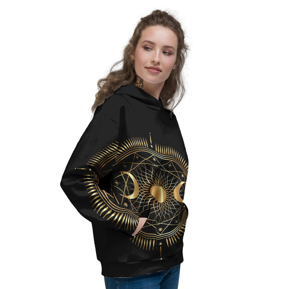 Sun And Moon Geometric Celestial Print Women's Hoodie-grizzshop