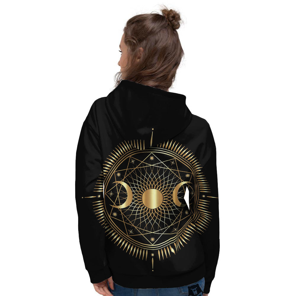 Sun And Moon Geometric Celestial Print Women's Hoodie-grizzshop