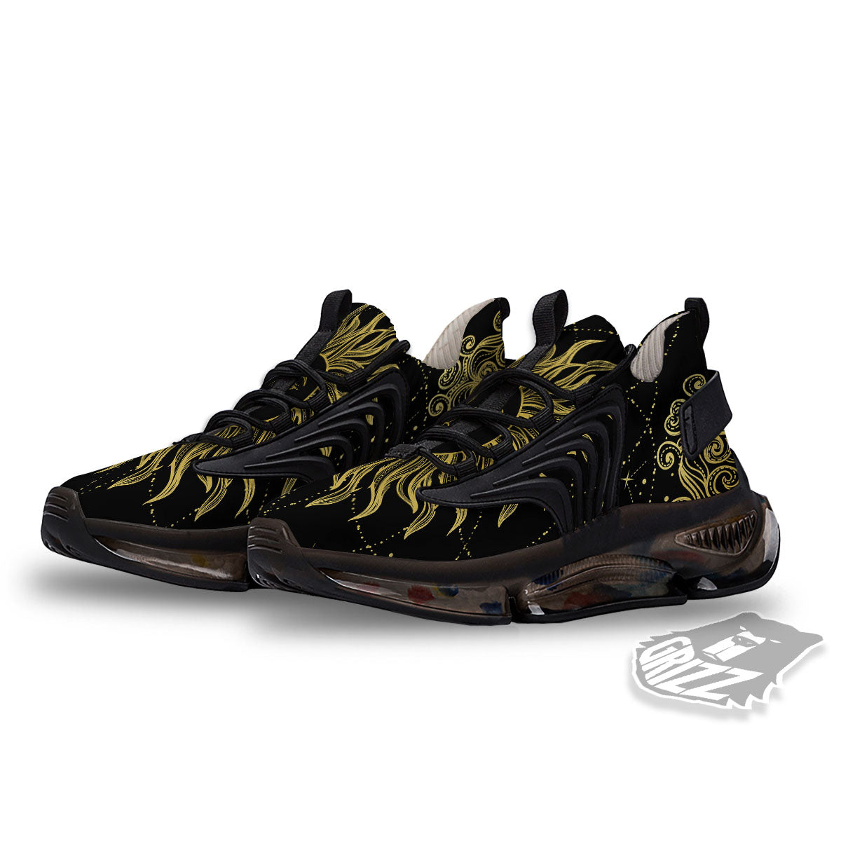 Sun Celestial Vintage Print Black Gym Shoes-grizzshop