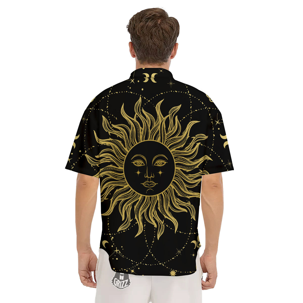 Sun Celestial Vintage Print Men's Short Sleeve Shirts-grizzshop