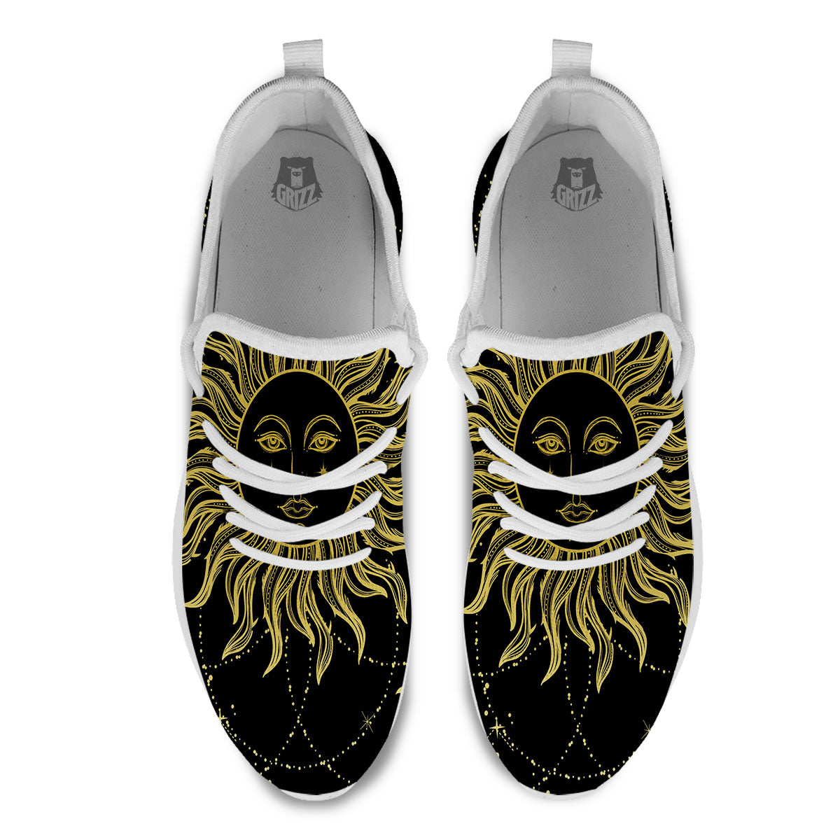 Sun Celestial Vintage Print White Athletic Shoes-grizzshop