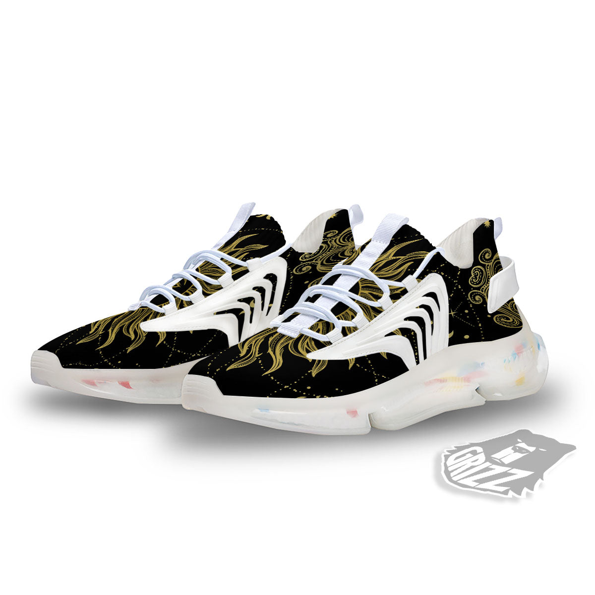 Sun Celestial Vintage Print White Gym Shoes-grizzshop
