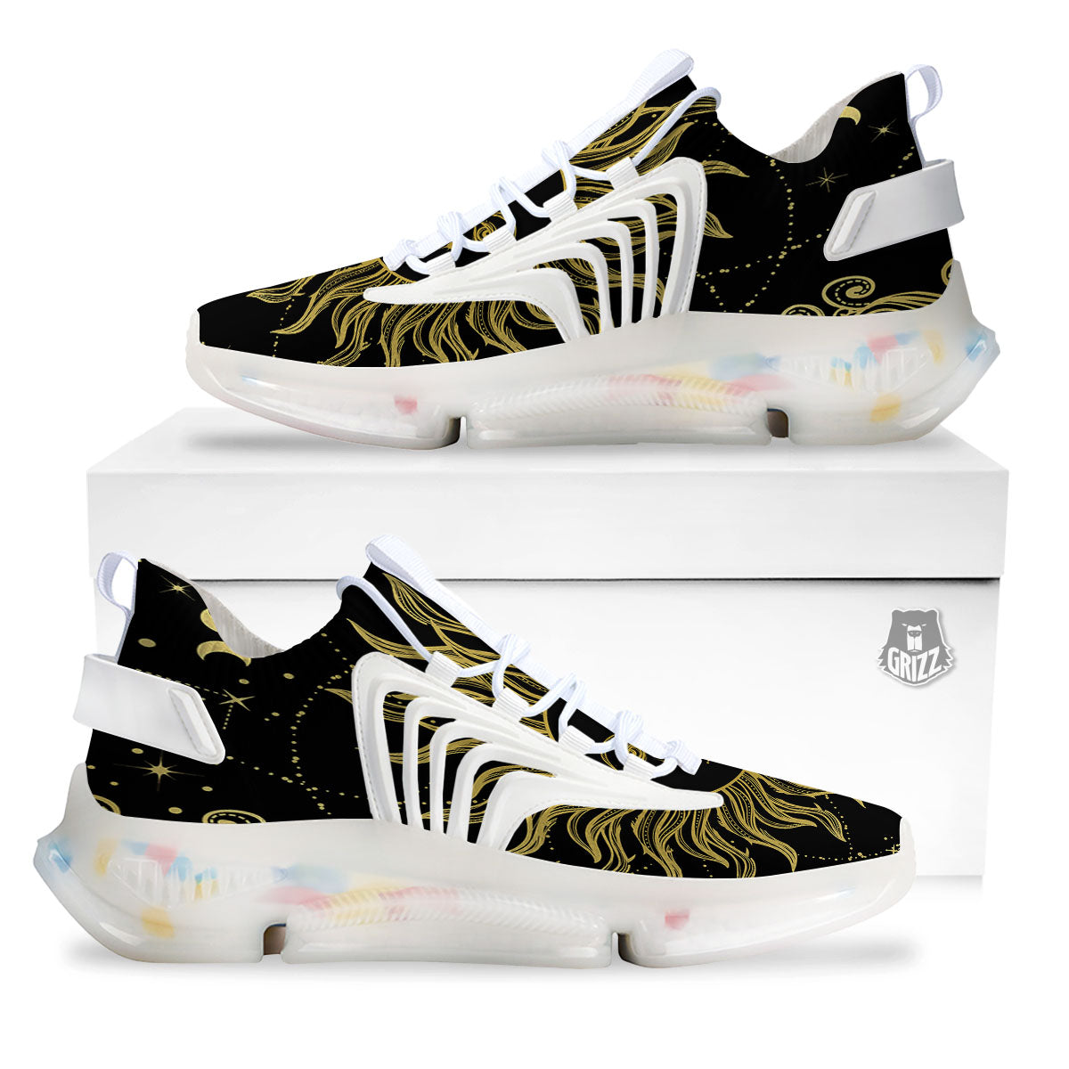 Sun Celestial Vintage Print White Gym Shoes-grizzshop