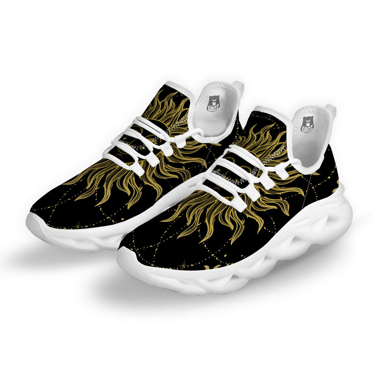 Sun Celestial Vintage Print White Running Shoes-grizzshop
