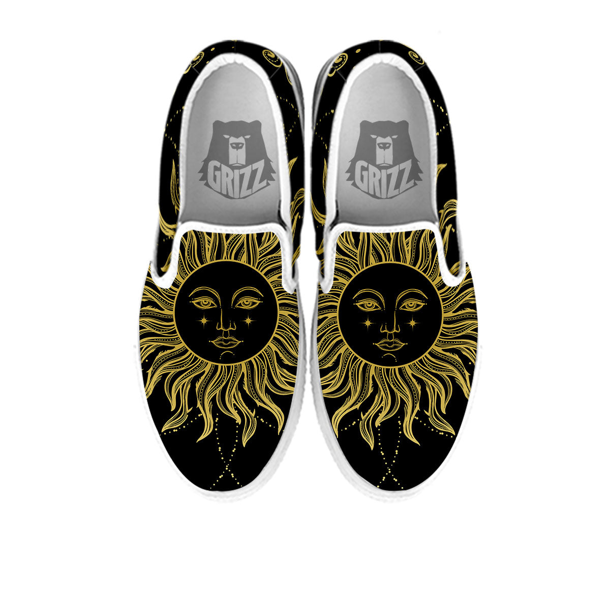 Sun Celestial Vintage Print White Slip On Shoes-grizzshop