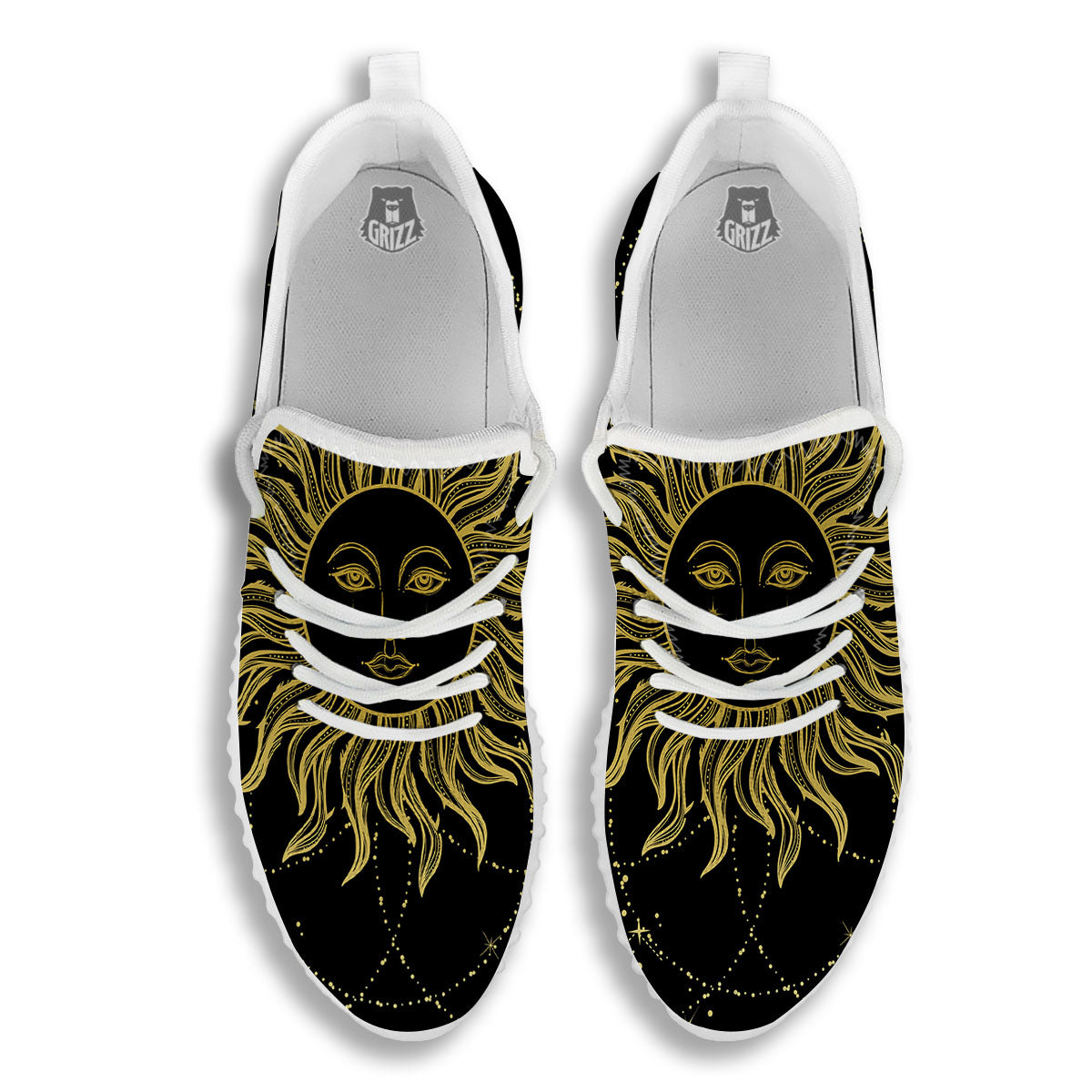 Sun Celestial Vintage Print White Walking Shoes-grizzshop