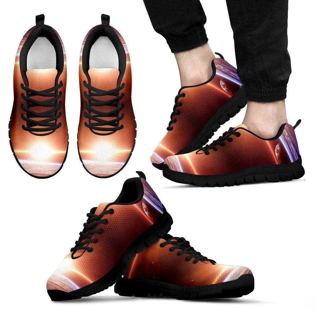 Sun Galaxy Space Earth Print Black Sneaker Shoes For Men Women-grizzshop