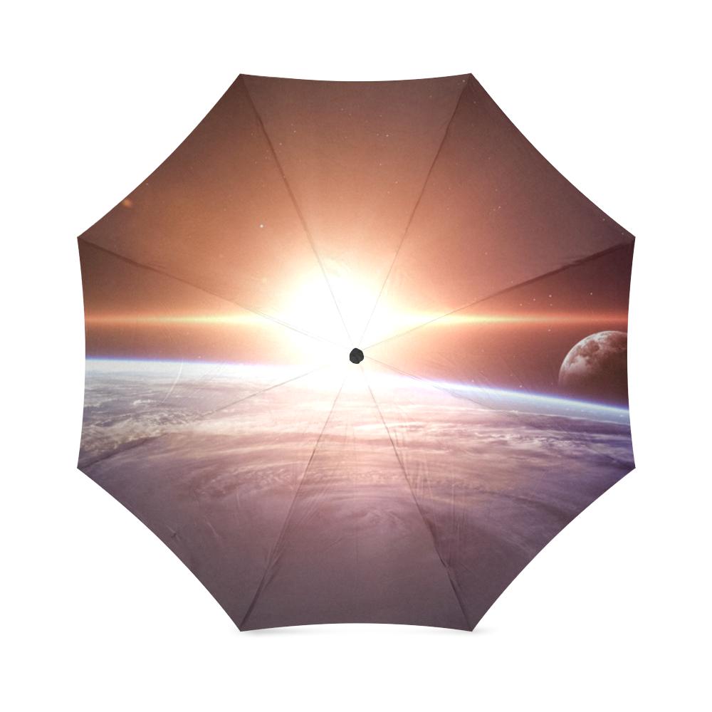 Sun Galaxy Space Earth Print Foldable Umbrella-grizzshop