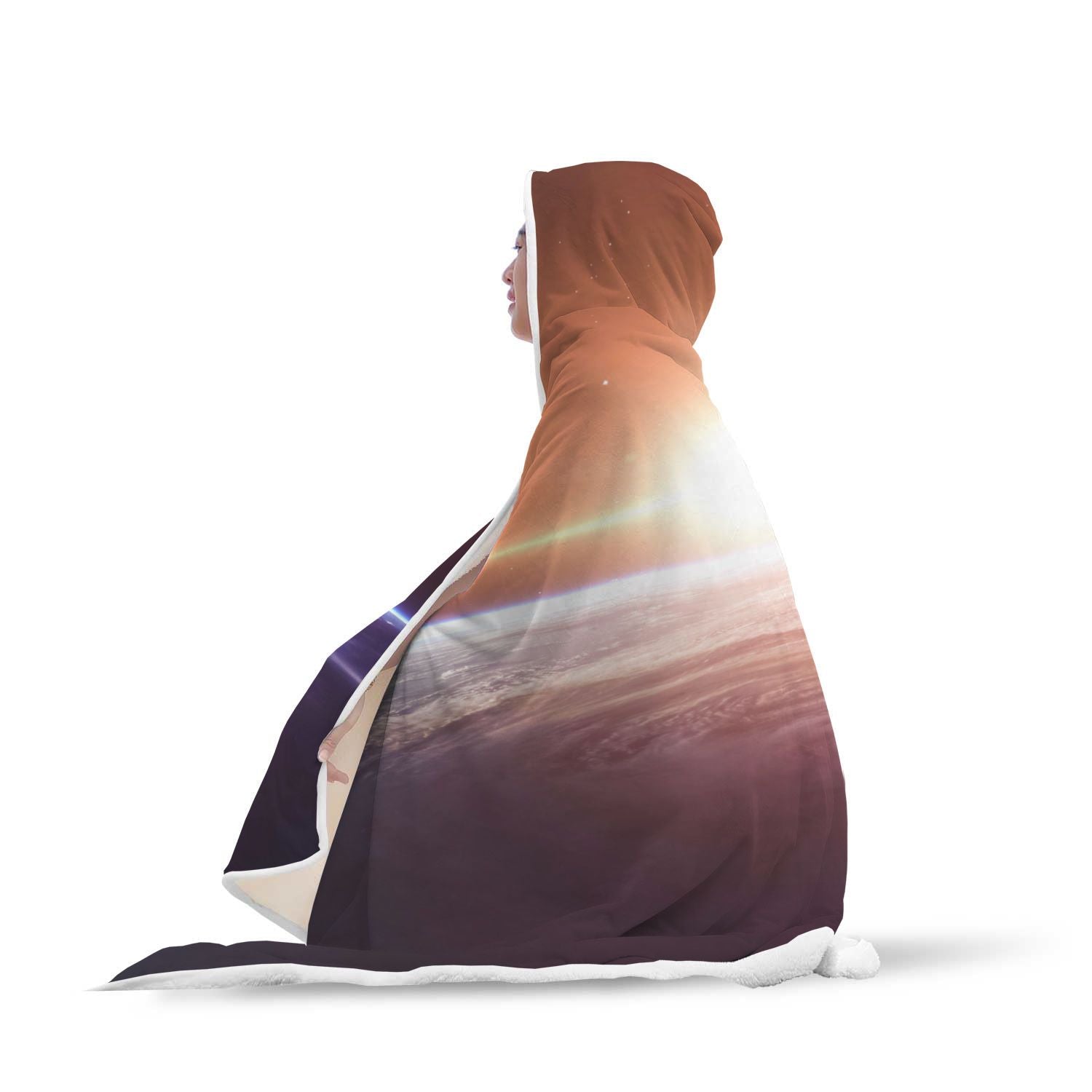 Sun Galaxy Space Earth Print Hooded Blanket-grizzshop