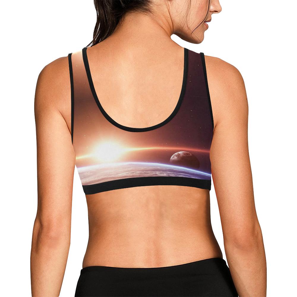 Sun Galaxy Space Earth Print Women Sports Bra-grizzshop