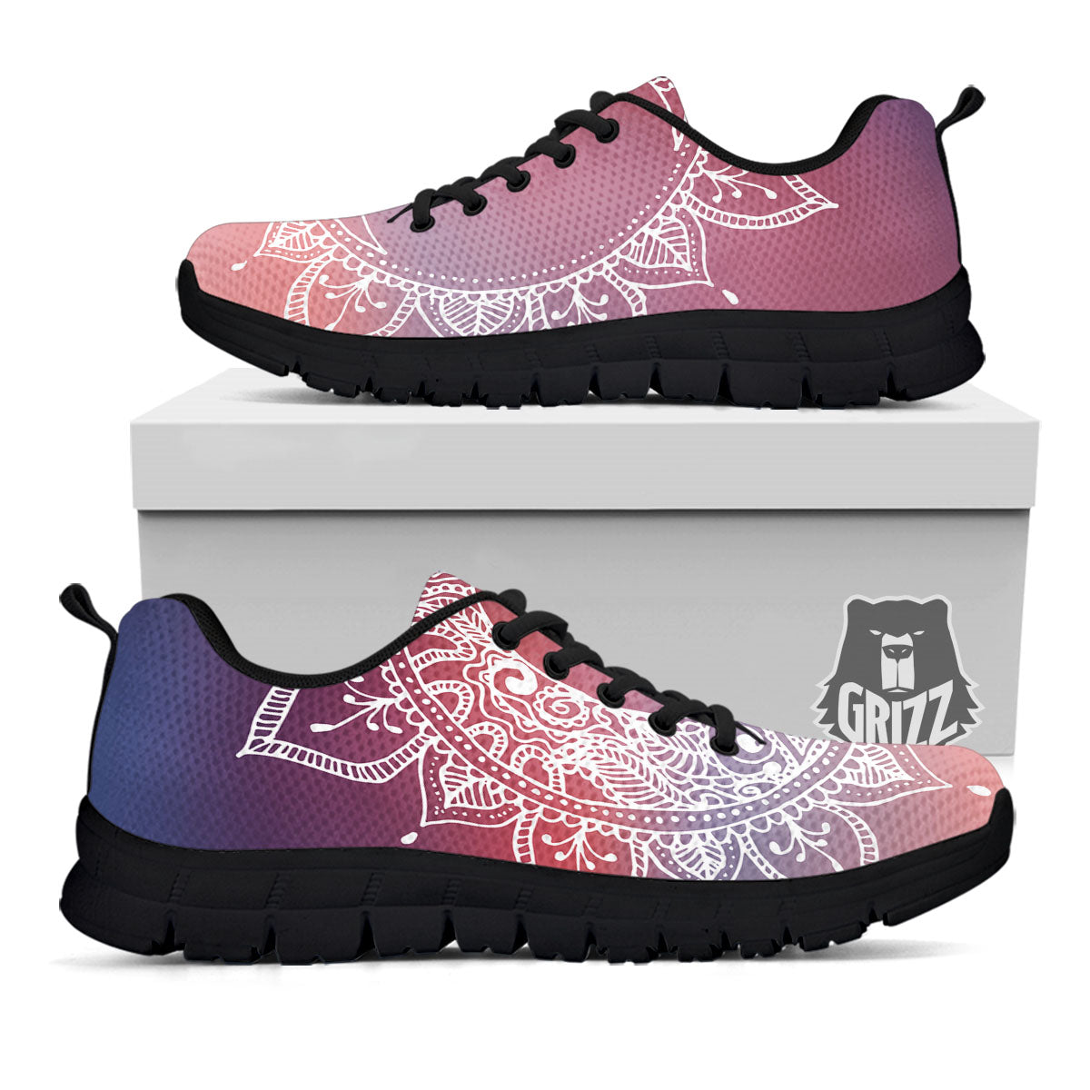 Sun Mandala Print Black Sneaker-grizzshop
