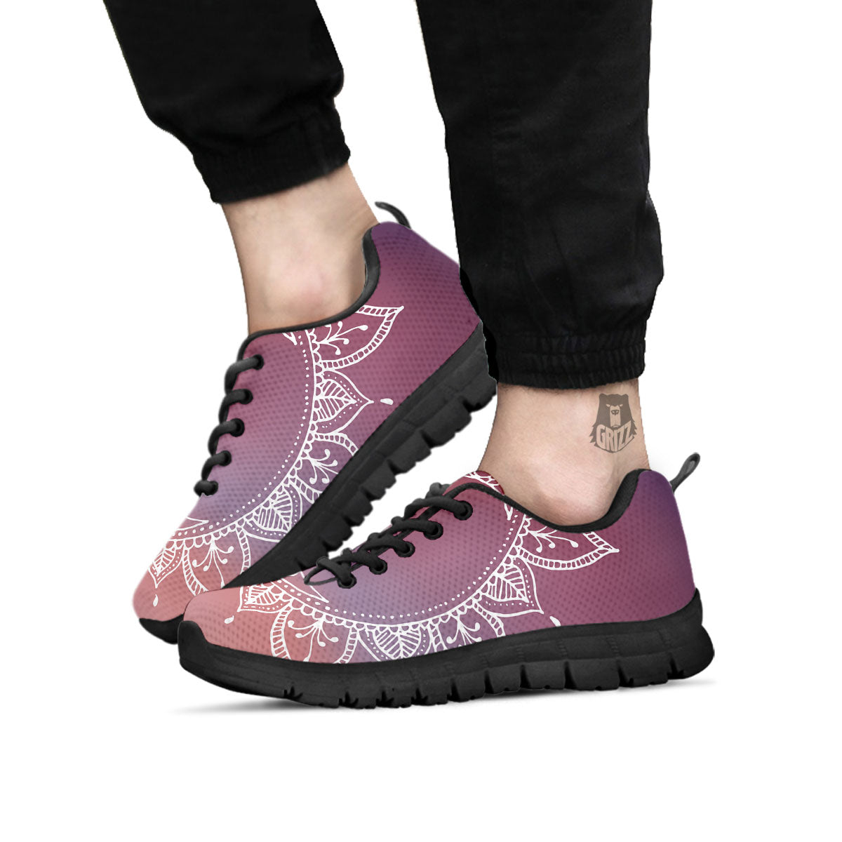 Sun Mandala Print Black Sneaker-grizzshop