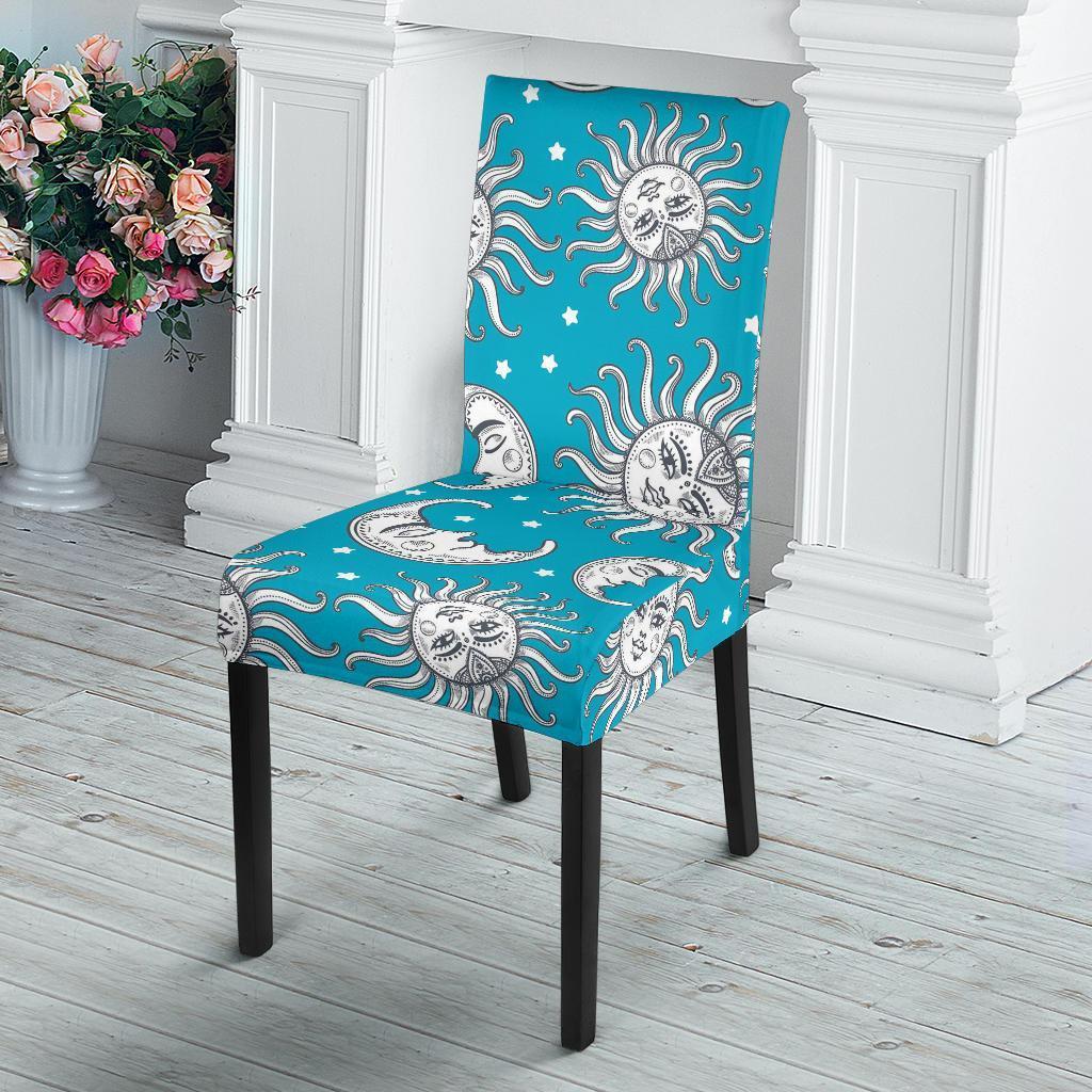 Sun Moon Blue Pattern Print Chair Cover-grizzshop