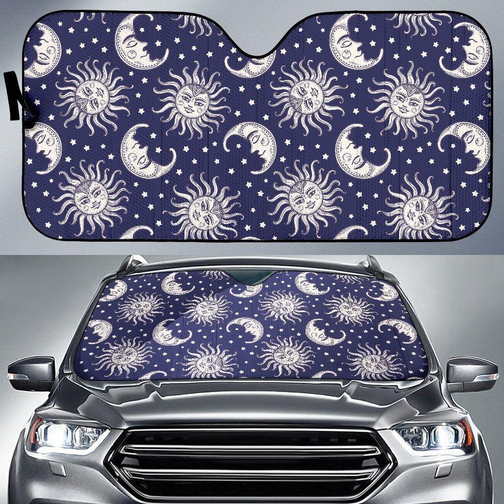 Sun Moon Pattern Print Car Sun Shade-grizzshop