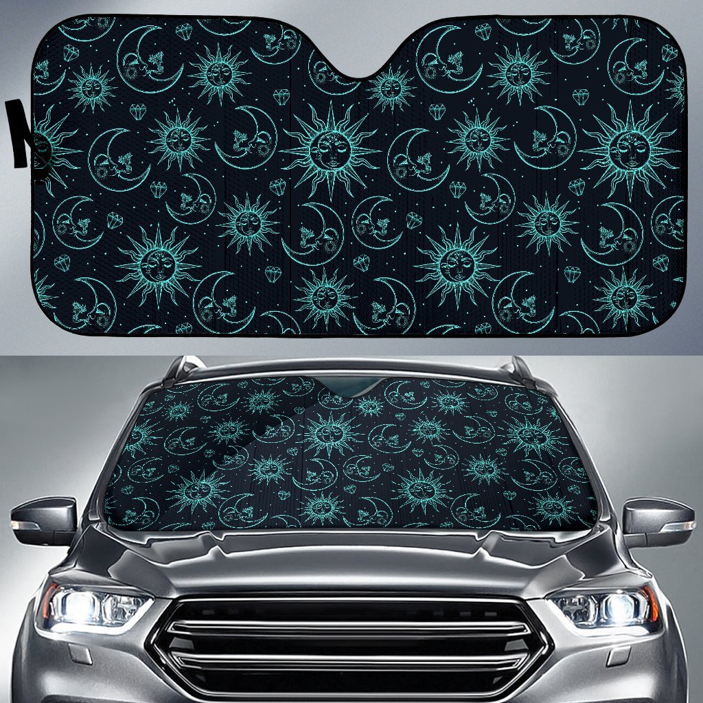 Sun Moon Print Pattern Car Sun Shade-grizzshop