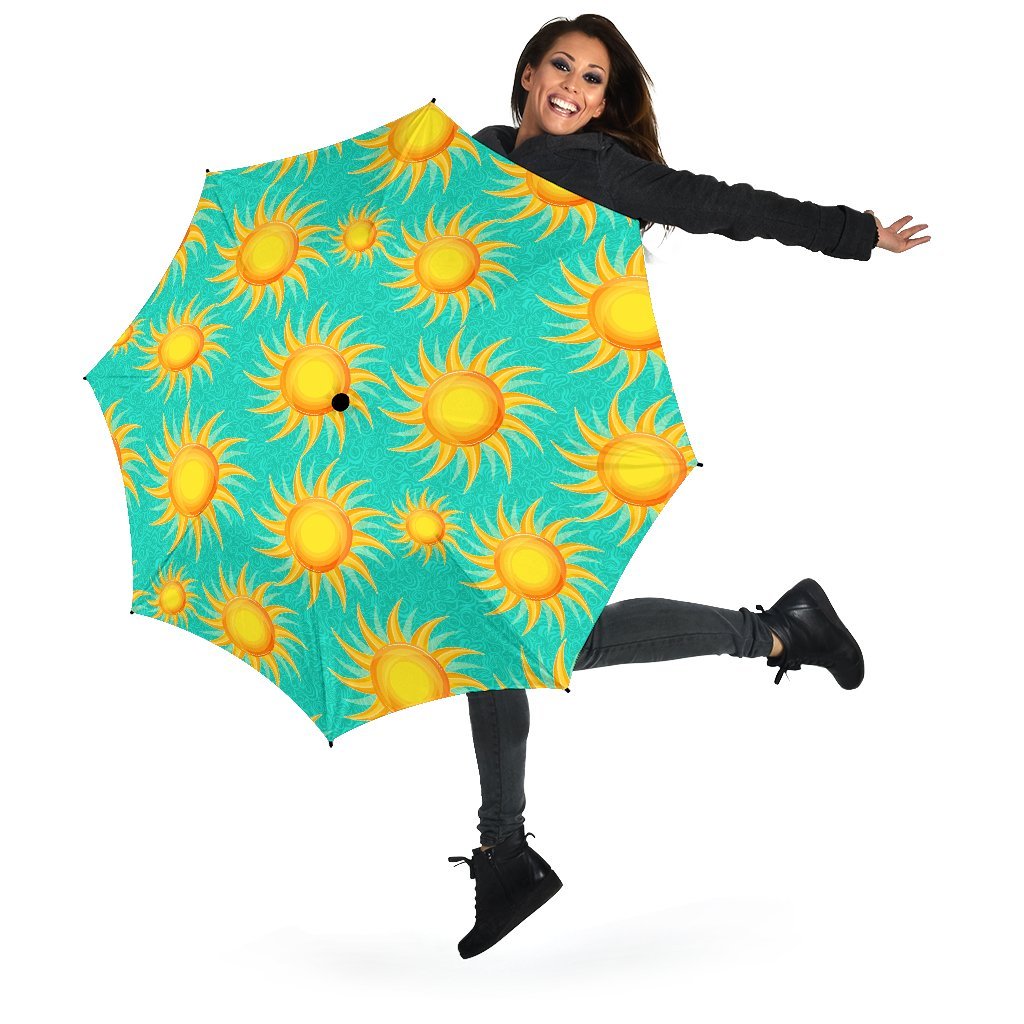 Sun Pattern Print Automatic Foldable Umbrella-grizzshop