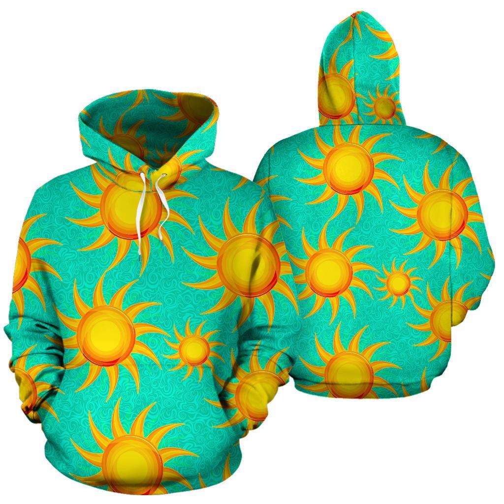 Sun Pattern Print Men Women Pullover Hoodie-grizzshop